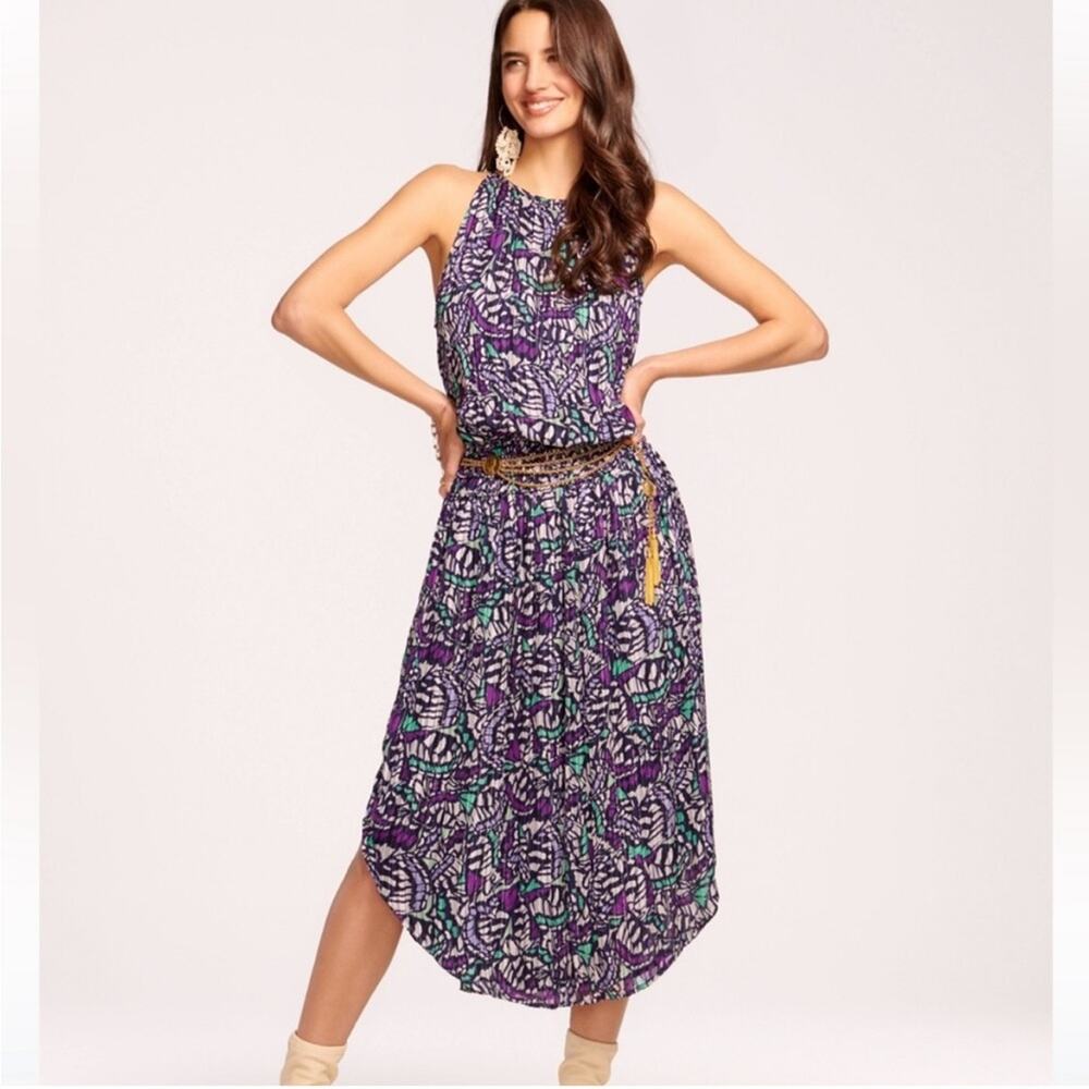 Ramy Brook Audrey Butterfly Print Sleeveless Purple Maxi‎ Dress Womens Size S